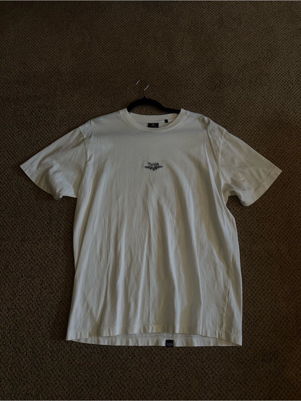 Thrills White Graphic Embroidered Logo Crew Tee